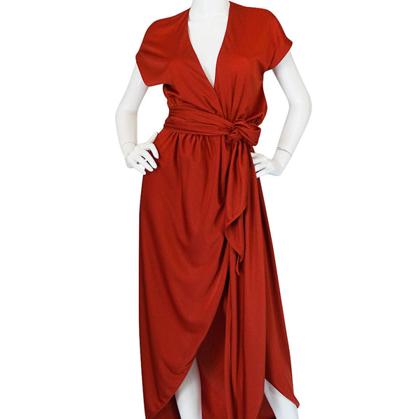 1970s Halston IV Rust Colored Jersey Wrap Dress – Shrimpton Couture